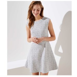 Loft Checked Jacquard Flare Dress